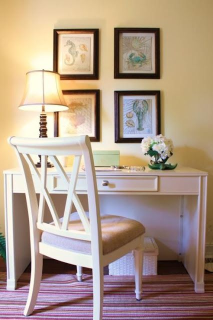 Monroe Bisque-Good warm neutral. Looks more yellow here because of the lamp, but might be a good central color for dining room or study. Morning Room Ideas, Yellow Paint Colors, Traditional Home Office, Interior Decorating Tips, Yellow Interior, Traditional Interior, Small Wall, Kitchen Colors, Home Office Design