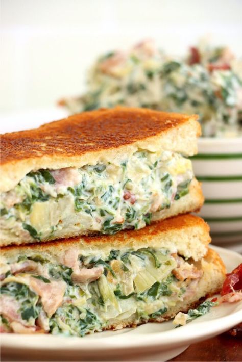 Spinach And Artichoke Grilled Cheese, Artichoke Grilled Cheese, Sandwiches With Cream Cheese, Fancy Sandwiches, Cream Cheese And Spinach, Artichoke Grilled, Apartment Recipes, Spinach Sandwich, Making Sandwiches