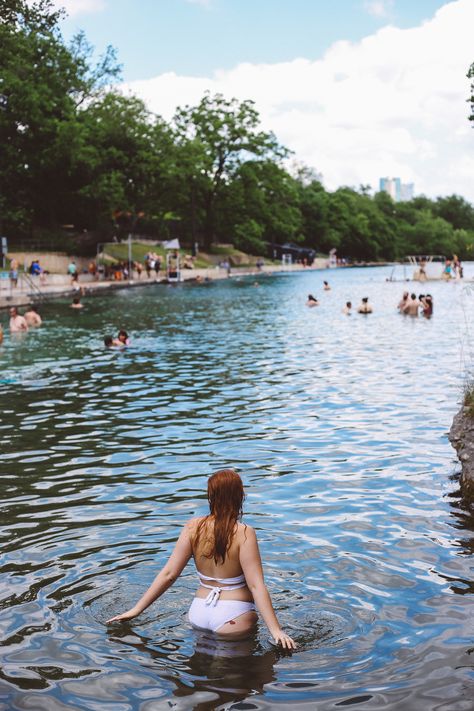 Barton Springs, Austin, Texas. The perfect place to cool off and swim in the summer! Wearing a wrap white bikini from Aerie. Learn more here: http://whimsysoul.com/ultimate-austin-travel-guide/ Austin Texas Bachelorette Party, Austin Texas Bachelorette, Barton Springs Austin, Texas Bachelorette Party, Water Places, Texas Bachelorette, Caddo Lake State Park, Pedernales Falls State Park, Texas Swimming Holes