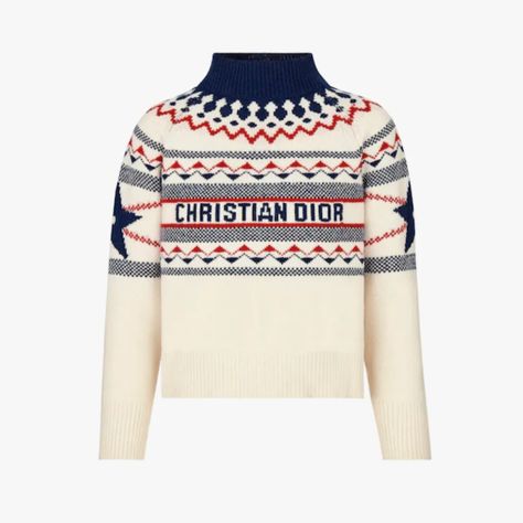 Dior Star, Geometric Motif, Dior Logo, Christian Dior Couture, Clothes Outfit, Dior Fashion, Warm Sweater, Dior Couture, Collar Sweater