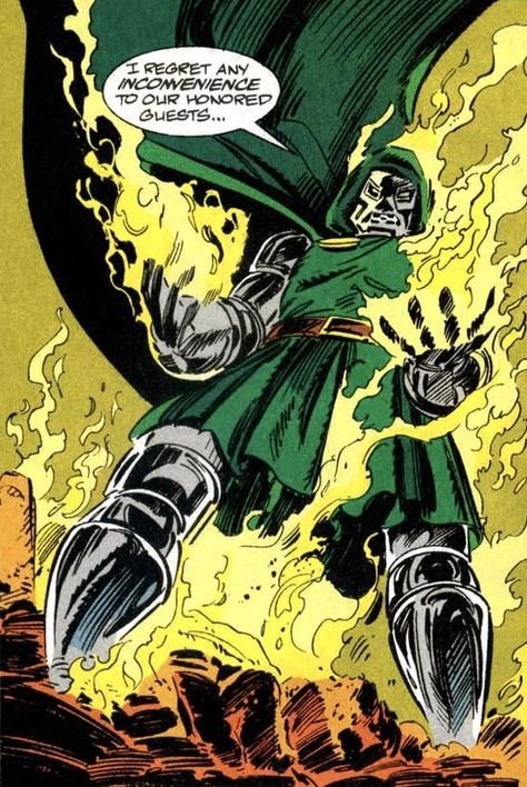 Doctor Doom in Marc Spector: Moon Knight #39 | Art by Gary Kwapisz, Tom Palmer & Christie Scheele Doctor Doom Comic, Doom Comic, Doctor Doom Art, Doctor Doom Marvel, Retro Comic Art, Marc Spector, Dr Doom, Doctor Doom, Comic Poster