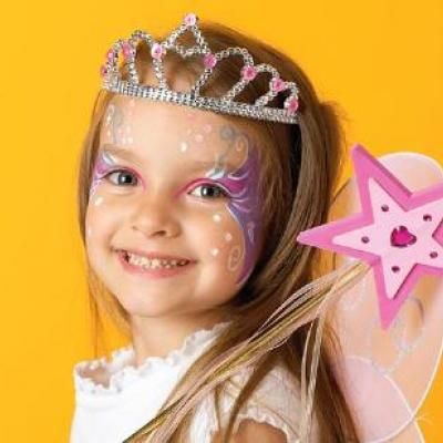 #HALLOWEENBEAUTYTIP Use setting spray to keep it looking good all night long!  Remove with petroleum jelly.  XOXO, #Cosmetique Halloween Face Paint Designs, Princess Face Painting, Halloween Makeup For Kids, Fairy Face Paint, Kids Face Painting, Halloween Face Painting, Princess Face, Halloween Princess, Princess Makeup