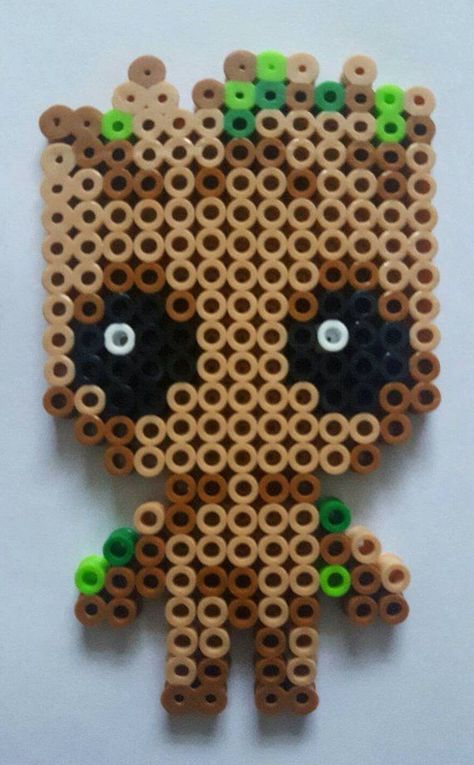 Baby Big Pearls Bead Figure Groot Perler, Melt Beads Patterns, Hamma Beads Ideas, Easy Perler Bead Patterns, Melty Bead Patterns, Pearl Beads Pattern, Easy Perler Beads Ideas, Fuse Bead Patterns, Hama Beads Design