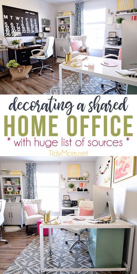 Shared Office Space Ideas, Home Office Simples, Shared Home Offices, Colorful Industrial, Shared Home Office, Me And My Husband, Home Office Layout, Shared Office Space, Cool Office Space