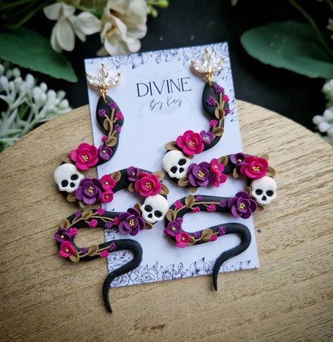 Floral Snake Earrings Flower Earrings Handmade Clay Earrings Gifts for Her Birthday Gift Mothers Day Best Friend Gift - Etsy Floral Snake, Earrings Handmade Clay, Gifts For Her Birthday, Handmade Clay Earrings, Snake Earrings, Earrings Flower, Mother Birthday Gifts, Clay Flowers, Earring Posts