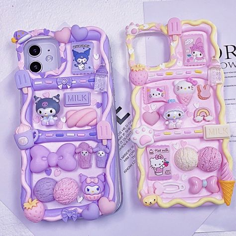 Decoden Phone Case Kuromi, Decoden Phone Case Purple, Newest Iphone, Decoden Diy, Decoden Case, Cream Glue, Kawaii Phone, Decoden Phone Case, Handmade Phone Case