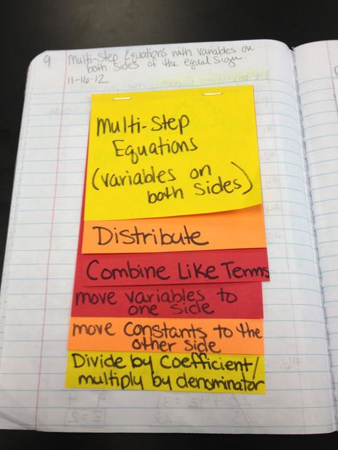 Multi-Step Equations (Variables on Both Sides) Foldable Solving Multi Step Equations, Solving Linear Equations, Interactive Student Notebooks, Multi Step Equations, Teaching Algebra, School Algebra, Algebra Activities, Math Notebook, Math Interactive Notebook