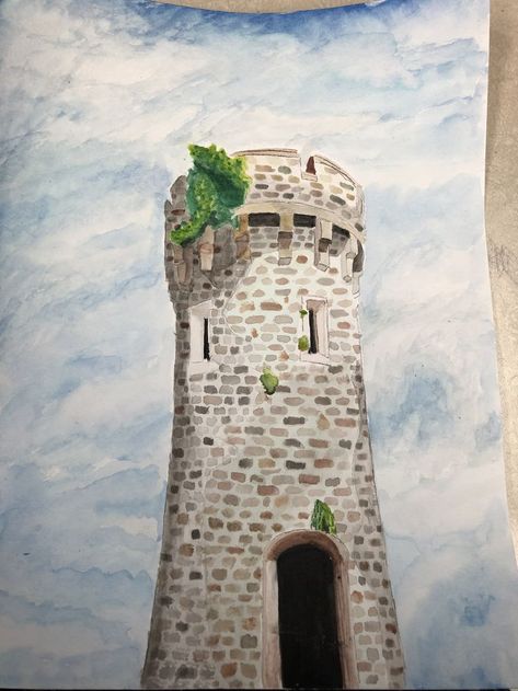 #watercolor #castle #art #painting #reproduction #tower Easy Castle Painting, Castle School, Watercolor Castle, Tower Painting, Castle Painting, Paintings Easy, Painting Board, Nature Art Drawings, 2024 Ideas