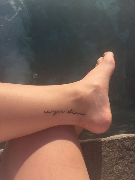 Cute ankle tattoo Hidden Tattoo Placement, Foot Tattoo Quotes, Quote Tattoos Placement, Small Foot Tattoos, Small Tattoo Placement, Tattoo Ankle, Verse Tattoos, Hidden Tattoos, Foot Tattoos For Women