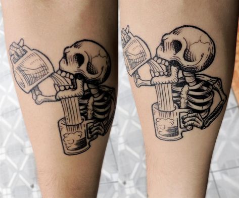 Nike Tattoo, Beer Tattoos, Cool Tattoos For Girls, Tattoo Ideas Males, Unique Tattoos For Men, Best Tattoo Ever, Tattoo Zeichnungen, Skeleton Tattoos, Geniale Tattoos