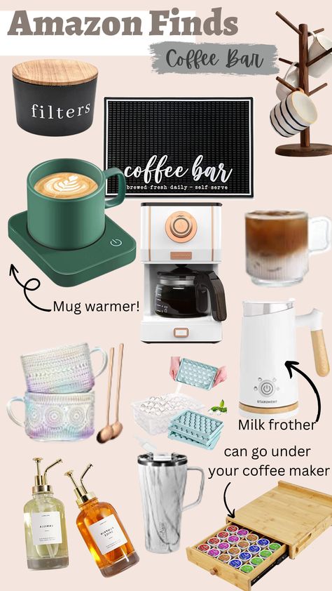 Sharing a collection of Amazon coffee bar favorites. Perfect to gift yourself or the coffee lover in your life. You can find more on my idea list on Amazon! #ad Coffee And Tea Bar Ideas, Coffee Bar Set Up, Amazon Coffee Bar, Coffee Bar Must Haves, Tea Corner, Coffee Essentials, Chemex Coffee, Amazon Kitchen Must Haves, Kitchen Favorites