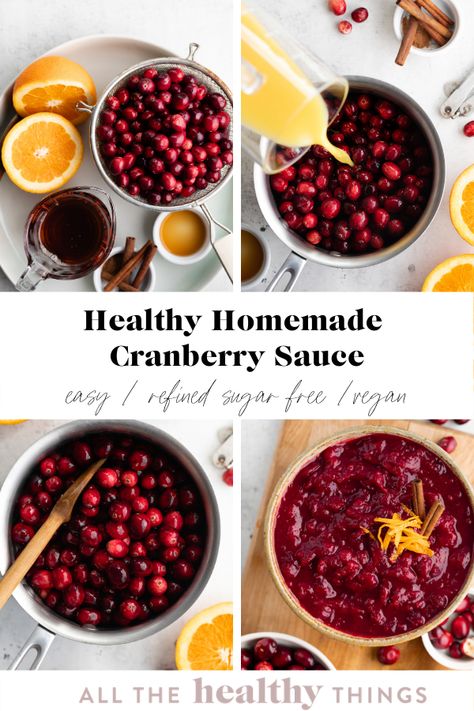 Healthy Cranberry Sauce, Fresh Cranberry Sauce, Cranberry Orange Sauce, Healthy Thanksgiving Recipes, Homemade Cranberry Sauce, Cranberry Sauce Recipe, Healthy Thanksgiving, Cranberry Sauce Homemade, Orange Sauce