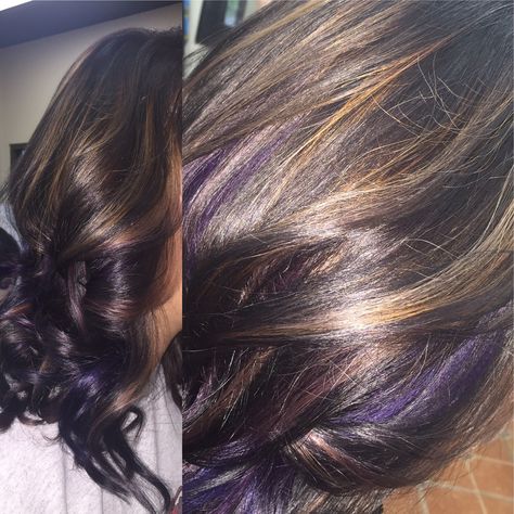 Purple with baylage Purple Hair Color Ideas For Brunettes, Purple Hair Color Ideas, Baylage Hair, Purple Hair Color, 2016 Hair, Blue Black Hair, Pony Hairstyles, Pretty Hurts, Hair Color Purple