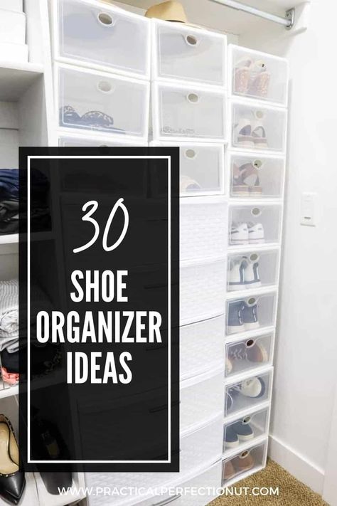 shoe organizer ideas Kids Shoes Organization, Shoes Organizer Ideas Closet, Shoe Organizer Ideas, Shoes Organizer Ideas, Shoe Tidy, Shoe Organiser, Space Saving Hacks, Closet Hacks, Housekeeping Tips