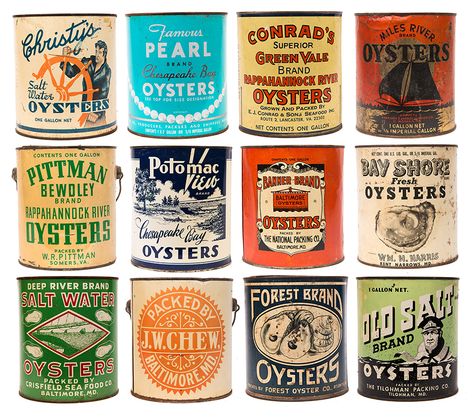 Swim Branding, Oyster Logo, Kitchen Props, Coastal Weddings, Old Tins, Fantasy Football Gifts, Entry Room, Commercial Fishing, Retro Packaging