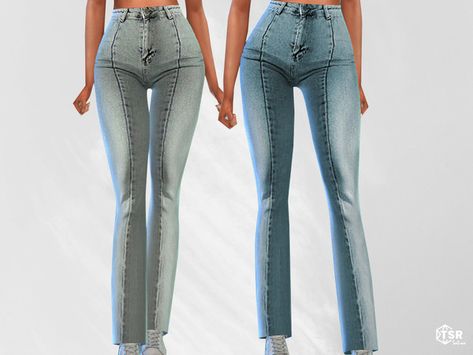 Sims 4 Cc Jeans, Cc Jeans, Long Jean Skirt, Athletic Crop Top, White Crop Pants, Short Sleeve Summer Dresses, Sims 4 Gameplay, Sims4 Clothes, Soft Jeans