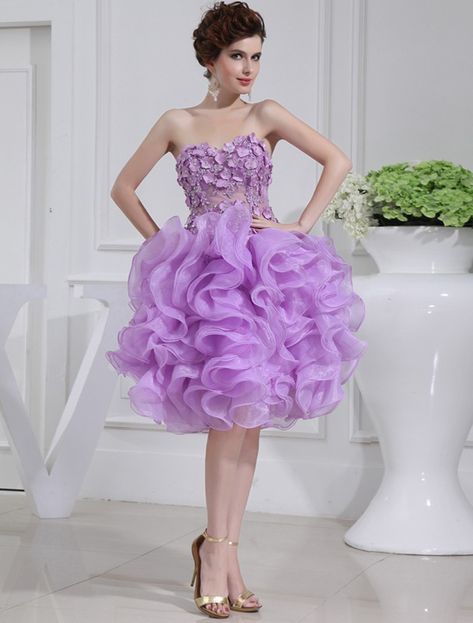 Short Homecoming Dresses A-Line Sweetheart Organza Lavender 2019 Organza Dresses, Color Lavanda, Princess Sleeves, Dresses Quinceanera, Evening Dresses Cocktail, Homecoming Dresses Short, Dresses Short, Quinceanera Dresses, Cocktail Dress Party