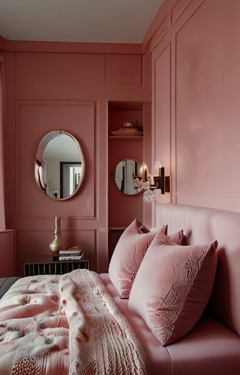 113+ Beautiful Pink Bedroom Ideas Pink On Pink Bedroom, Pink Colour Scheme Bedroom, Old Rose Bedroom Ideas, Pink Velvet Bedroom, Dark Pink Bedroom Walls, Small Bohemian Bedroom Ideas, Peach And Pink Bedroom, Pink Bed Frame Bedroom Ideas, Rose Pink Bedroom Ideas