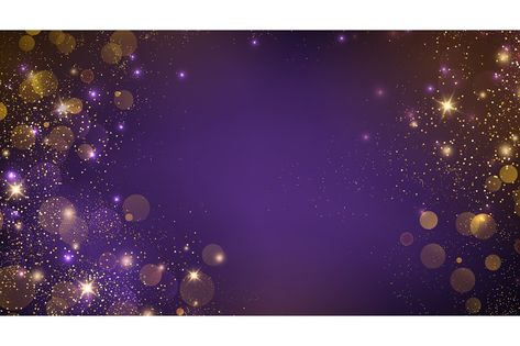 Purple And Gold Background, Background For Website, Gold Bokeh, Dark Purple Background, Violet Background, Gold Slides, Gold Background, Gold Confetti, Purple Background