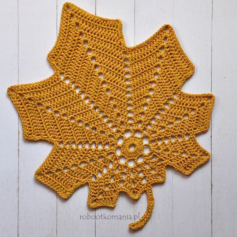 Autumn_leaf_crochet_pattern Autumn Crochet Patterns, Crochet Leaf Free Pattern, Crochet Poppy Pattern, Thanksgiving Crochet Patterns, Thanksgiving Crochet, Autumn Crochet, Fall Placemats, Crochet Leaf, Crochet Placemat Patterns