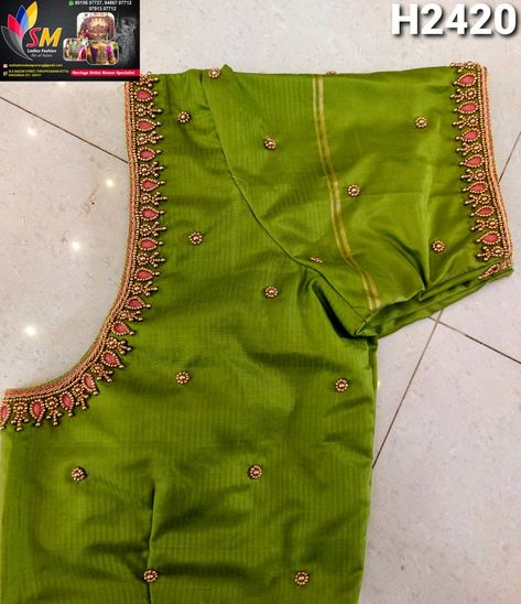 Light Green Blouse Designs, Green Blouse Aari Work Designs, Blouse Aari Work Designs, Aari Work Designs, Violet Saree, Blouse Aari Work, Light Green Blouse, Green Blouse Designs, Maggam Designs