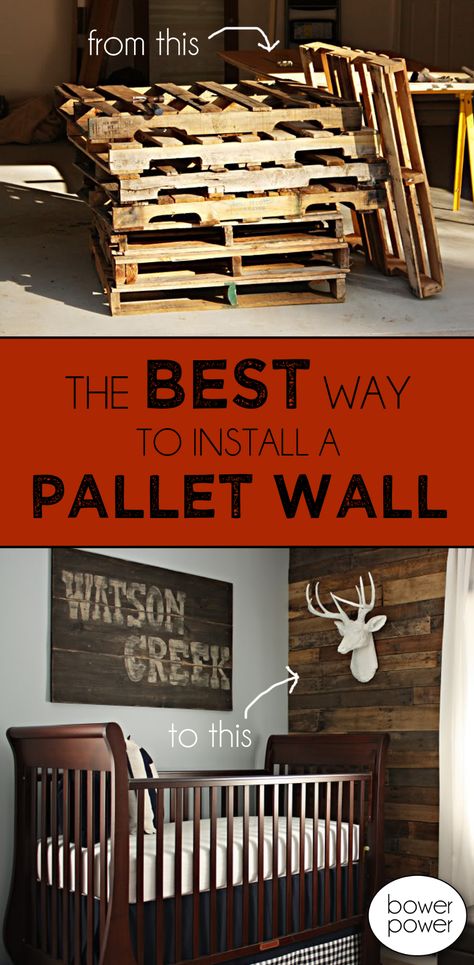 Diy Pallet Decoration, Pallet Accent Wall, Pallet Wood Wall, Diy Pallet Wall, Wood Nursery, Used Pallets, Wood Pallet Wall, Pallet Designs, Pallet Decor