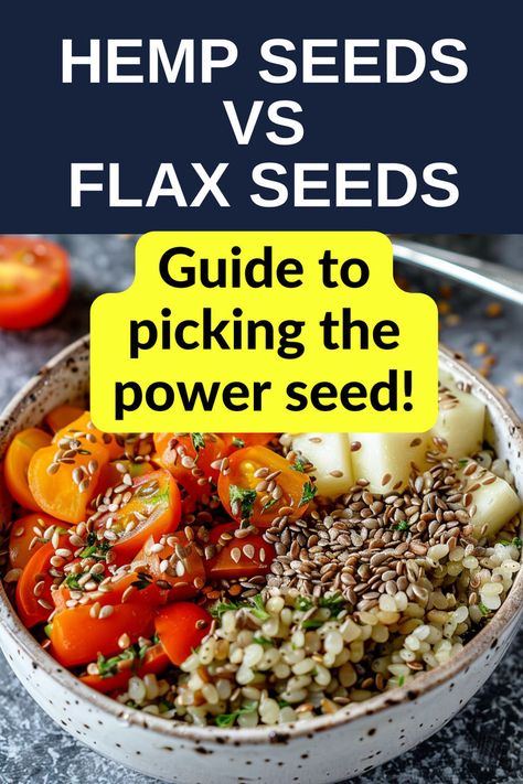 Hemp seeds and flax seeds salad. Text reads: Hemp seeds vs flax seeds. Guide to picking the power seed. Heal Thyself, Recipes Learn, Hemp Hearts, Healthy Juice Recipes, Flax Seeds, Healthy Food Options, Juice Recipes, Natural Lifestyle, Healthy Crockpot