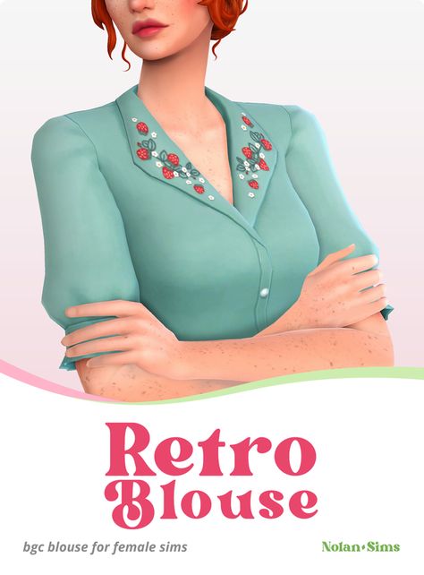 Sims R Cc Clothes, Los Sims 4 Mods, Sims 4 Decades Challenge, Retro Blouse, Cottagecore Clothes, Pelo Sims, Sims 4 Mm Cc, Free Sims, Sims 4 Mm