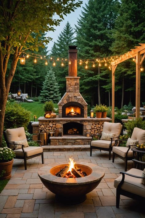 Backyard Fireplace Plans, Covered Patio Backyard Ideas, Outdoor Fireplace Near Pool, Fireplace In Backyard, Outdoor Room With Fireplace, Backyard Fireplace With Tv, Outdoor Oven And Fireplace, Decks With Fireplaces, Outdoor Fireplace On Patio