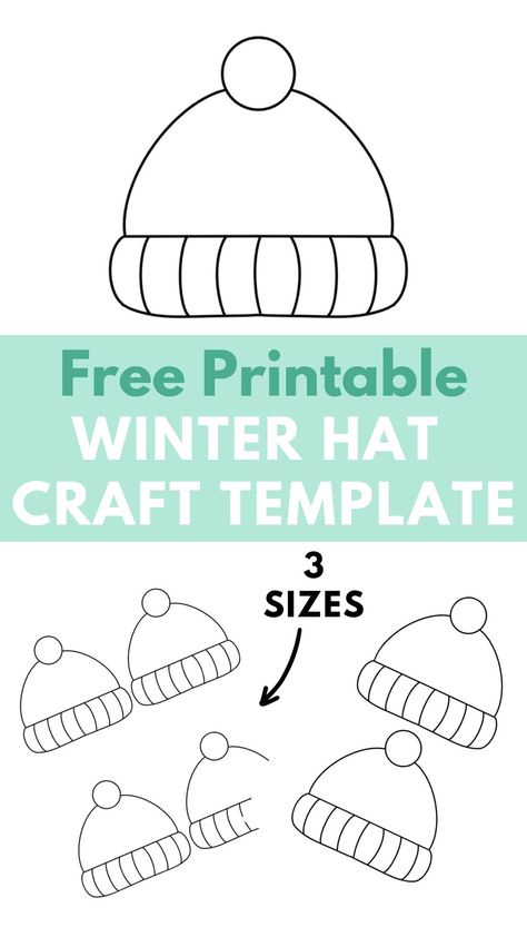 free printable winter hat craft templates to download Snow Hat Template Free Printable, Free Hat Template, Winter Hat Art Project For Kids, Printable Hats For Kids, Hat And Mittens Craft Preschool, Printable Hat Template, Winter Hat Coloring Page, Mittens Crafts For Toddlers, January Printables Free For Kids