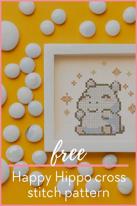 Hippo Cross Stitch, Fun Cross Stitch, Cross Stitch Pattern Free, Diy Giveaway, Free Chart, Needle Crafts, Embroidery Scissors, Etsy Instagram, Cross Stitch Patterns Free