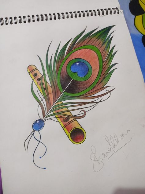 Easy Peacock Feather Drawing, Peackok Feather Drawing, Peacock Feather Drawing Simple, Peacock Feathers Drawing, Peacock Feather With Flute, Holi Cards, Peacock Feather Painting, Peacock Feather Drawing, Door Sketch