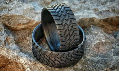 Carbon Fiber Tire Tread Rings Tire Tread Ring, Fiber Rings, Yukon Oklahoma, Tire Rings, Cnc Machinist, Mens Accessories Vintage, Carbon Fiber Ring, Carbon Fiber Rings, Tire Tread