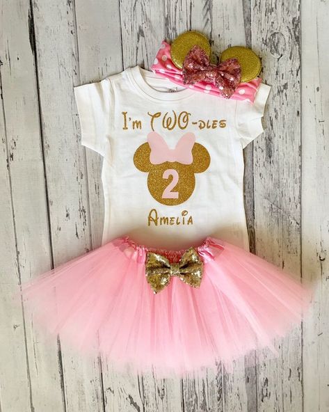 Birthday Outfit Pink, Twodles Birthday, Minnie Mouse Birthday Outfit, Minnie Mouse First Birthday, Minnie Outfit, 2nd Birthday Party For Girl, 2nd Birthday Outfit, Minnie Mouse 1st Birthday, Minnie Mouse Pink