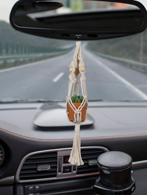 1pc Woven Tassel Wall Hanging | SHEIN USA Macrame Car Hanger, Tassel Wall Hanging, Car Charms Rear View Mirror, Tassel Wall Hang, Tassel Wall, Boho Crafts Diy, Car Hangers, Pot Hanger, Handmade Plant