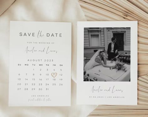 MillustrationAtelier - Etsy Save The Date With Photo, Minimalist Save The Date, Save Our Date, Date Today, Save The Date Template, Save The Date Templates, Text Fonts, Templates Downloads, Paper Template