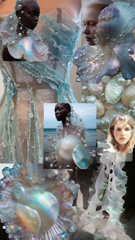 mermaid core moodborad Water Inspired Fashion Mood Board, Sea Queen Aesthetic, Modern Mermaid Aesthetic, Mermaid Ballerina, Victorian Mermaid, Sea Witchery, Dream Scapes, Siren Top, Portfolio Moodboard