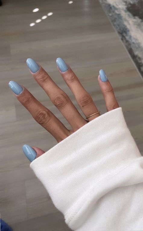 Nails On Brown Skin, Light Blue Nail Polish, Kitty Nails, Light Blue Nails, Baby Blue Nails, Solid Color Nails, Blue Nail Polish, Blue Nail, Cat Nails