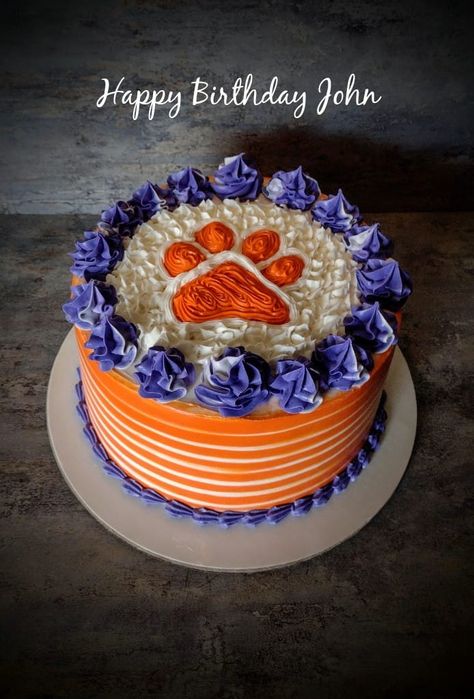 Clemson Birthday Cake Clemson Birthday Cake, Clemson Cake Ideas, Clemson Grooms Cake, Uga Cake, Clemson Birthday, Clemson Cake, Happy Birthday John, Grad Cake, Clemson Football