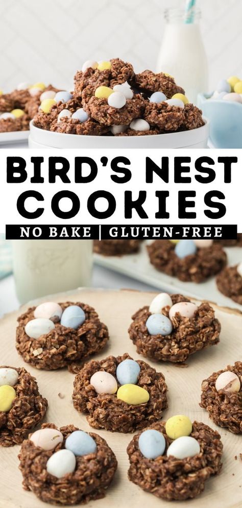 Easter Birds Nest Cookies, Bird Nest Cookies, Easy Easter Cookies, Cookies No Bake, Birds Nest Cookies, Easter Birds Nest, Almond Joy Bars, Healthy Easter Recipes, Gluten Free Easter