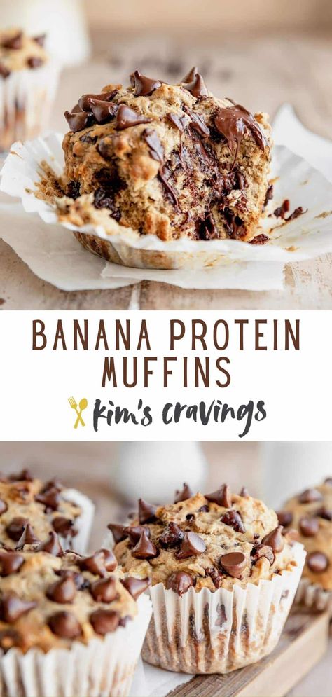 Healthy Banana Recipes, Banana Protein Muffins, Ripe Banana Recipe, Banana Muffin, Perfect Healthy Breakfast, Banana Muffin Recipe, Banana Bread Muffins, Banana Protein, Banana Chocolate Chip Muffins