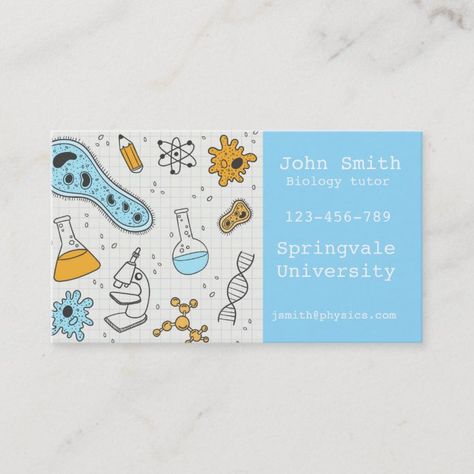 Tutor Business Cards, Tutor Business, Science Exhibition, Teacher Business Cards, Biology Science, Tutoring Business, Teachers Day Card, Logo Character, Chemistry Class