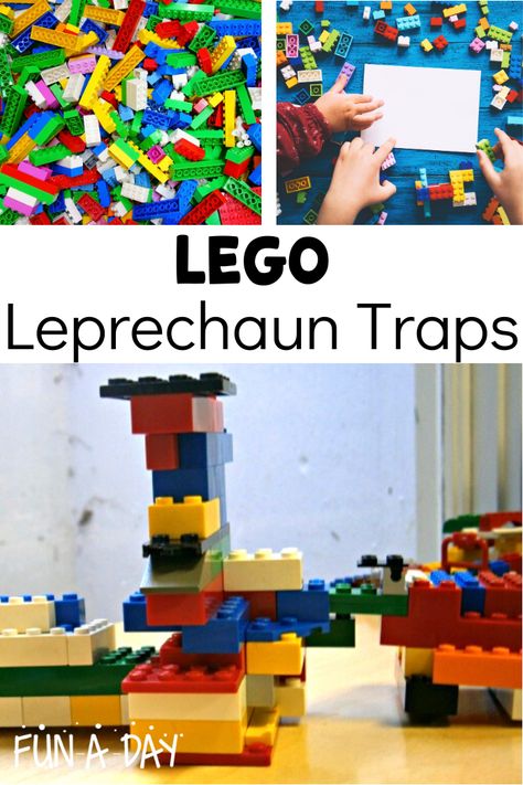 Easy Lego Leprechaun Traps for Preschoolers | Fun-A-Day! Lego Lepercon Trap Ideas, Lego Leprechaun Trap, Lepurchan Trap, Leprachan Trap For Kids Easy, Leprechaun Trap For Kids, Leprechaun Traps Ideas For Kids, Leprechaun Activities, Tinker Box, Leprechaun Tricks