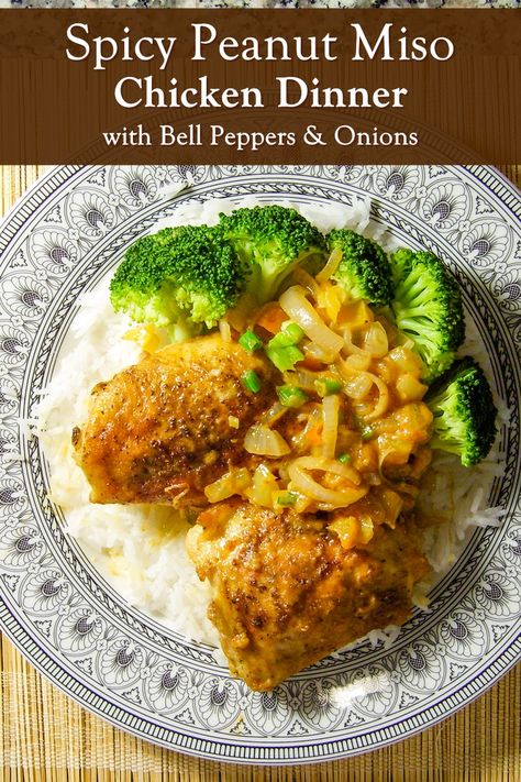 Peanut Miso Chicken, Miso Chicken Recipe, Chicken With Bell Peppers, Chicken Recipes Dairy Free, Miso Recipes, Pecan Crusted Chicken, Miso Chicken, Recipe For Dinner, Chicken And Butternut Squash