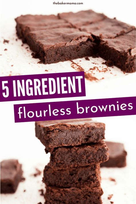 5-Ingredient Flourless Brownies Pantry Brownies, Flourless Deserts, Passover Crafts For Kids, Quick Healthy Dessert, Flourless Brownie, Flourless Brownie Recipe, 5 Ingredient Desserts, Flourless Desserts, Passover Crafts