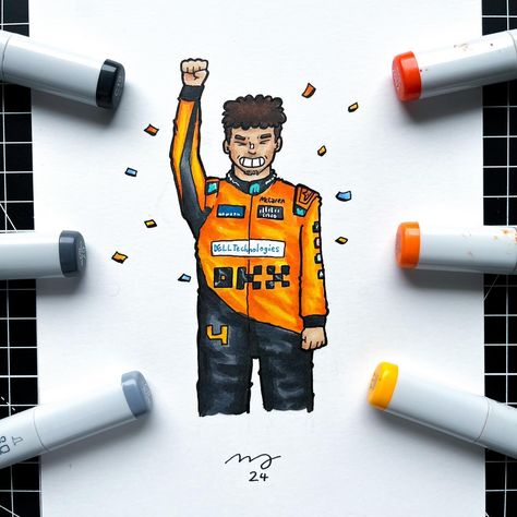 LANDO NORRIS 🏁🏆 - I’m so so happy that Lando won his first Grand Prix at Miami, so I haddd to make a small drawing of him :) @landonorris @mclaren - - - #art #drawing #artwork #draw #sketch #illustration #traditionalart #characterart #characterdesign #formula1 #landonorris #f1 #f1art #mclaren #miamigp #formula1fanart Lando Norris Drawing Easy, Small Drawing, F1 Art, Small Drawings, Draw Sketch, Sketch Illustration, Lando Norris, Doodle Art Designs, Drawing Artwork