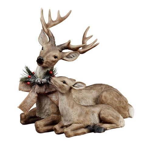 PRICES MAY VARY. The figurine is approximately 17 inches long x 16 inches tall at the top of the antlers. Fawn is 9" long x 8" tall Made of durable polystone, this figurine will be a part of your holiday decor for years to come. For indoor use only This beautifully designed deer with fawn figurine with its intricate detail is sure to elicit nice comments and interest from your family and guests during the holiday season. The serene gentleness of this figurine makes it perfect for display around Gold Reindeer Decor, Deer And Fawn, Christmas Deer Decorations, French Country Christmas, Preppy Decor, Preppy Christmas, Traditional Christmas Decorations, Reindeer Decorations, Country Christmas Decorations