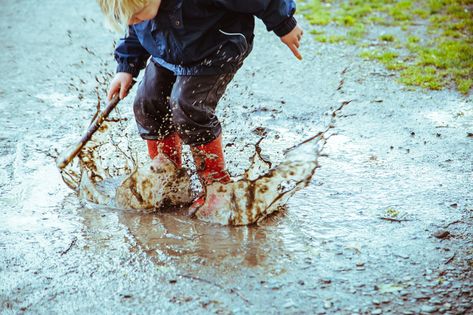 Water Puddle, Outside Play, Puddle Jumping, Spring Wallpaper, Silly Faces, Rainy Day Activities, Splish Splash, Gross Motor Skills, Dancing In The Rain