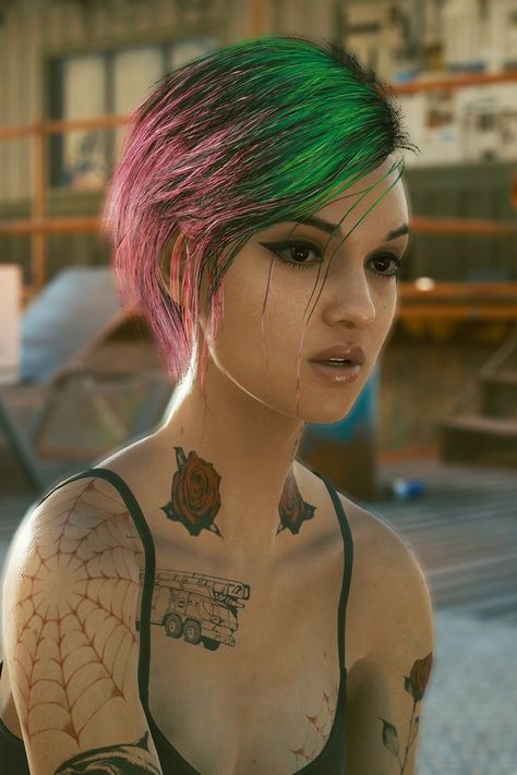 Judy Cyberpunk 2077 Judy Alvarez Tattoo, Cyberpunk 2077 Tattoo, Judy Cyberpunk, Judy Alvarez, Cyberpunk Tattoo, Cyberpunk Anime, Katherine Mcnamara, Game Characters, Cyberpunk Art