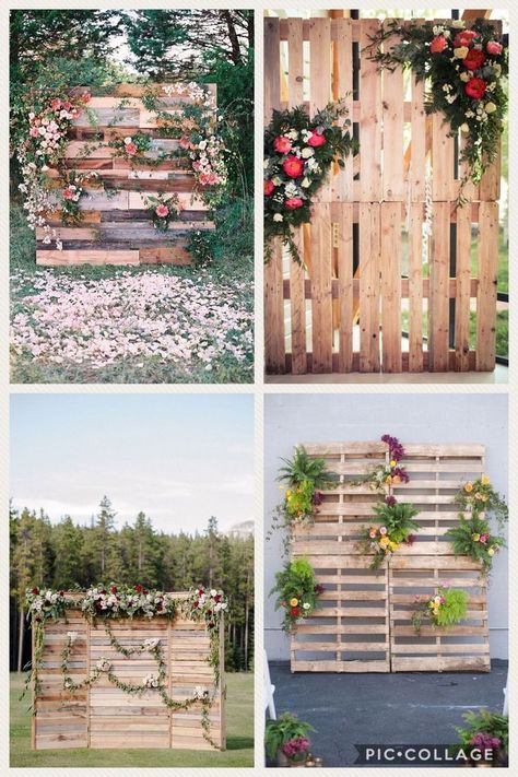 Pallet back drop Fiesta Bridal Shower, Gratis Printables, Pallet Wedding, Booth Backdrops, Bridal Shower Backdrop, Bridal Shower Photos, Baby Blessing, Rustic Bridal, Bridal Shower Rustic